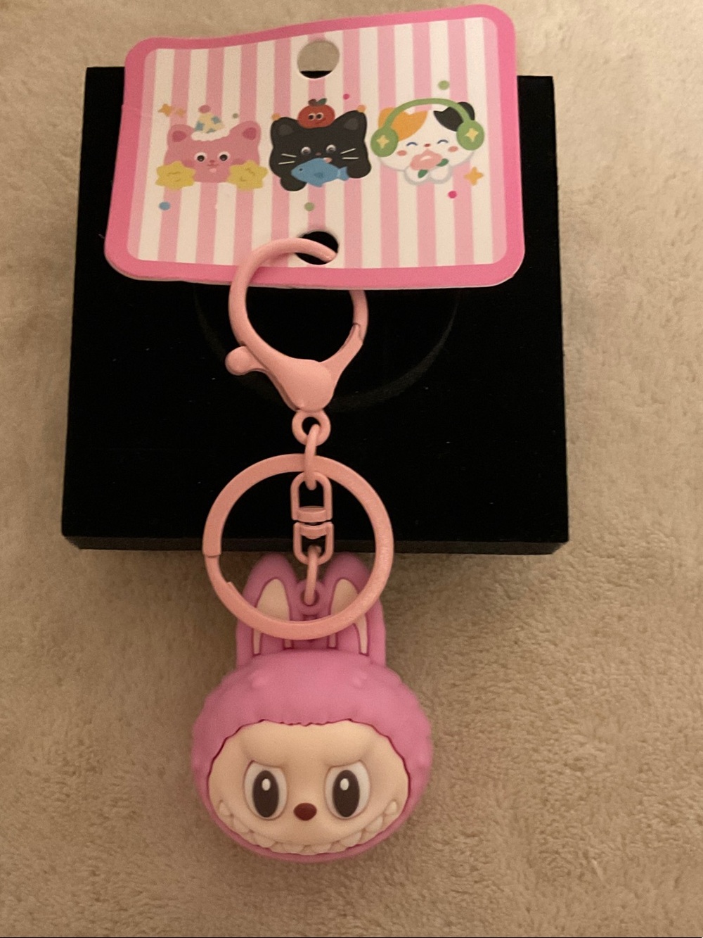 Pink Bunny Silicone Keychain Charm for Kids